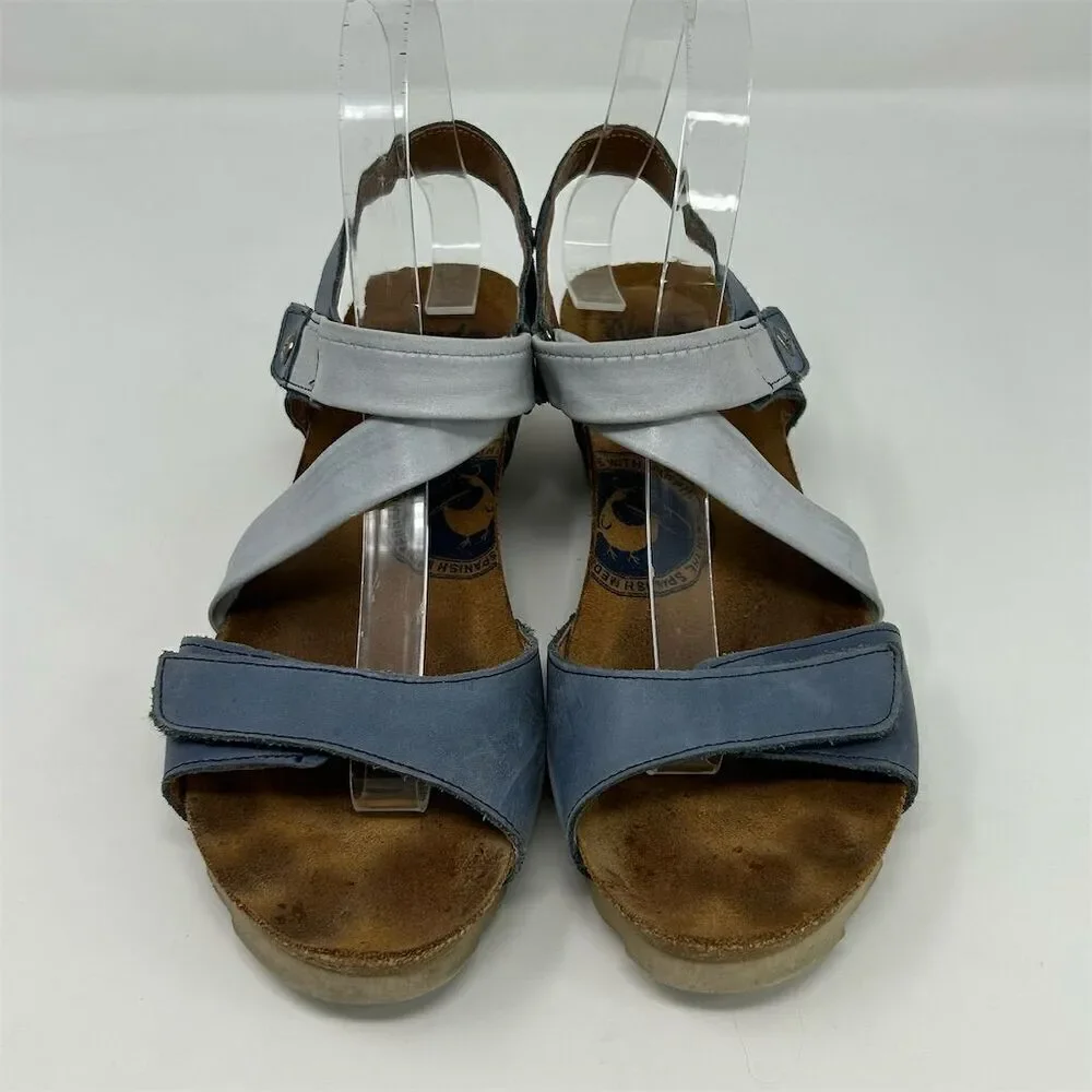 Wanda Panda Blue Slingback Strappy Sandals Size 39 (US 8.5) Casual Summer